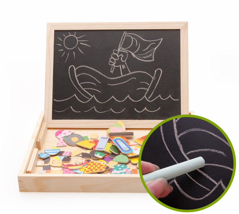 Magnetic Art Easel with Animal Puzzle – Double-Sided Drawing & Blackboar