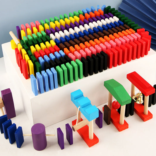 Rainbow Wooden Domino Set – 120-Piece Educational Toy