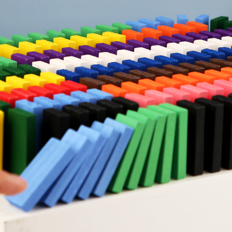 Rainbow Wooden Domino Set – 120-Piece Educational Toy