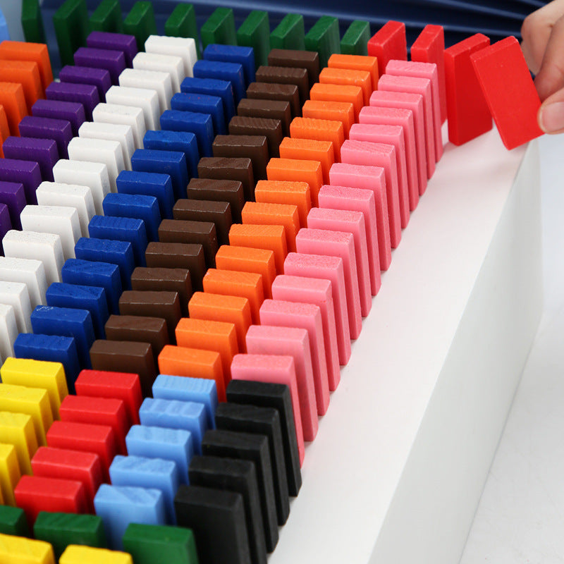 Rainbow Wooden Domino Set – 120-Piece Educational Toy