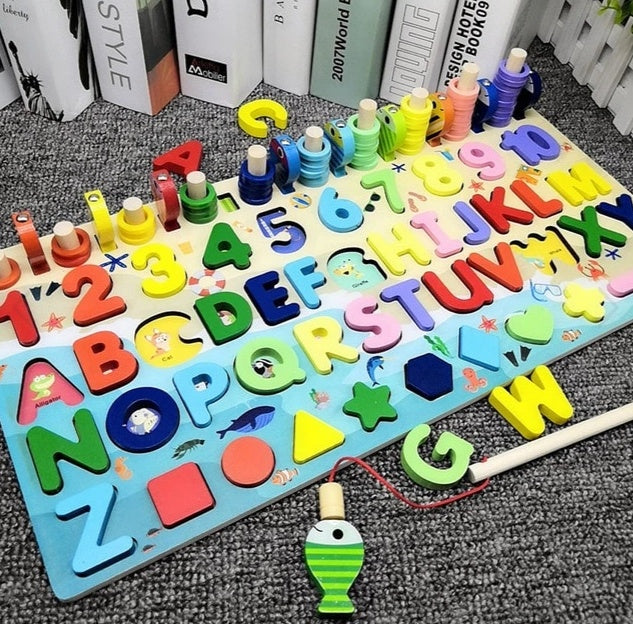 Wooden Alphanumeric Puzzle – Numbers, Letters & Colors Learning Toy