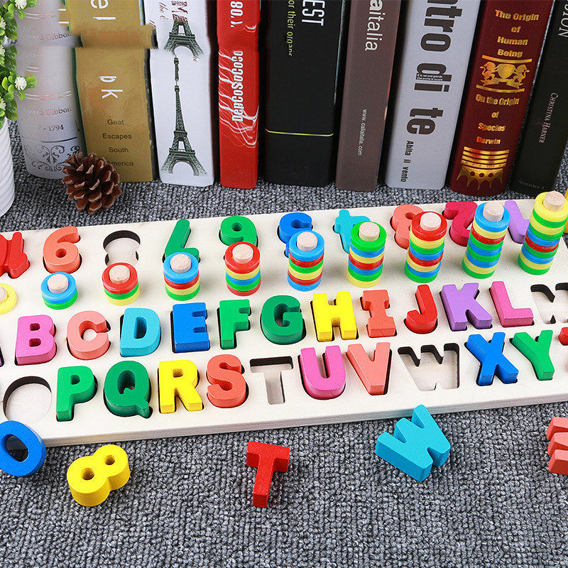 Wooden Alphanumeric Puzzle – Numbers, Letters & Colors Learning Toy