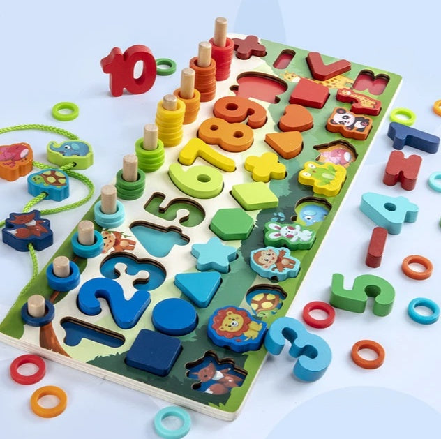 Wooden Alphanumeric Puzzle – Numbers, Letters & Colors Learning Toy