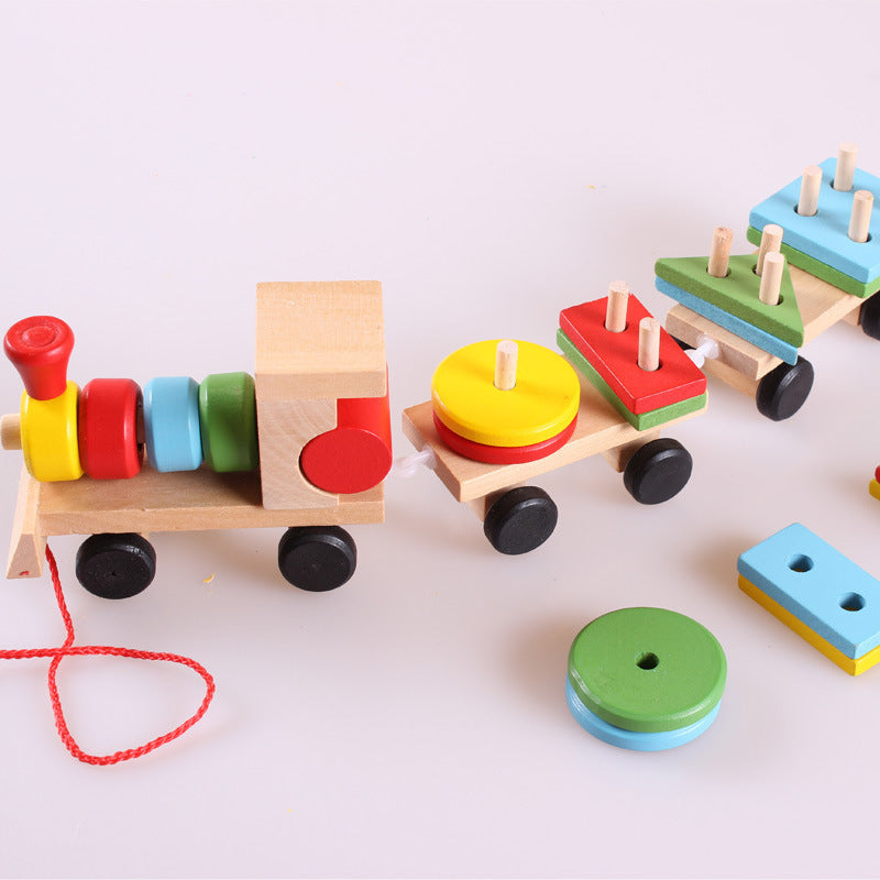 Wooden Train & Shape Block Set – Educational Toy for Toddle