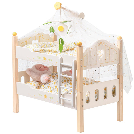 ROBOTIME Baby Doll Bunk Beds – Wooden Stackable Doll Furniture