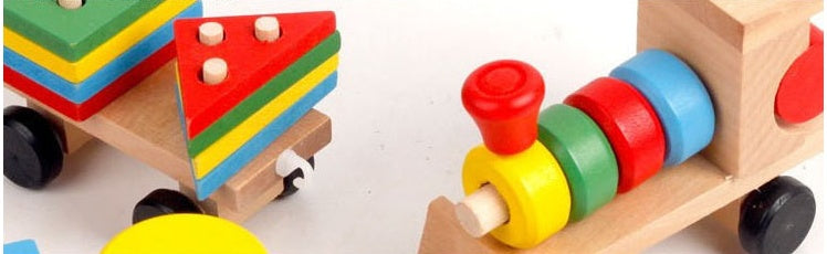 Wooden Train & Shape Block Set – Educational Toy for Toddle