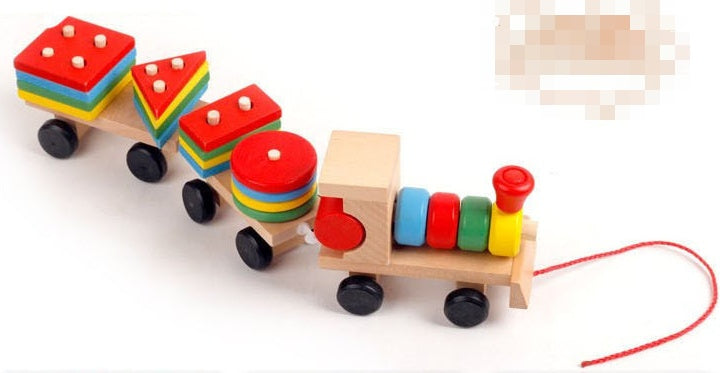 Wooden Train & Shape Block Set – Educational Toy for Toddle