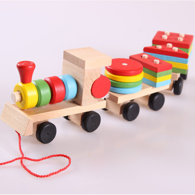 Wooden Train & Shape Block Set – Educational Toy for Toddle
