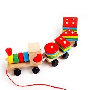 Wooden Train & Shape Block Set – Educational Toy for Toddle