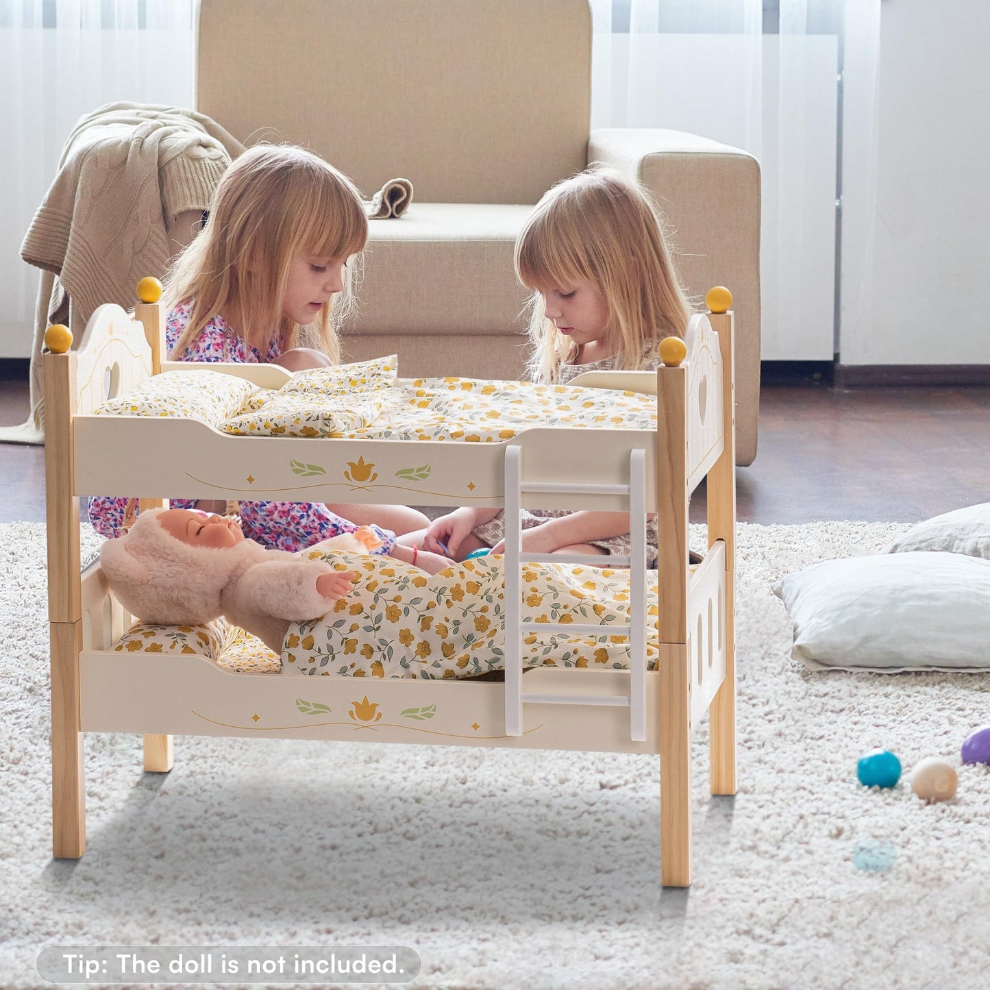 ROBOTIME Baby Doll Bunk Beds – Wooden Stackable Doll Furniture