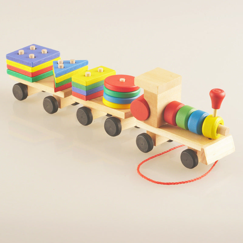 Wooden Train & Shape Block Set – Educational Toy for Toddle