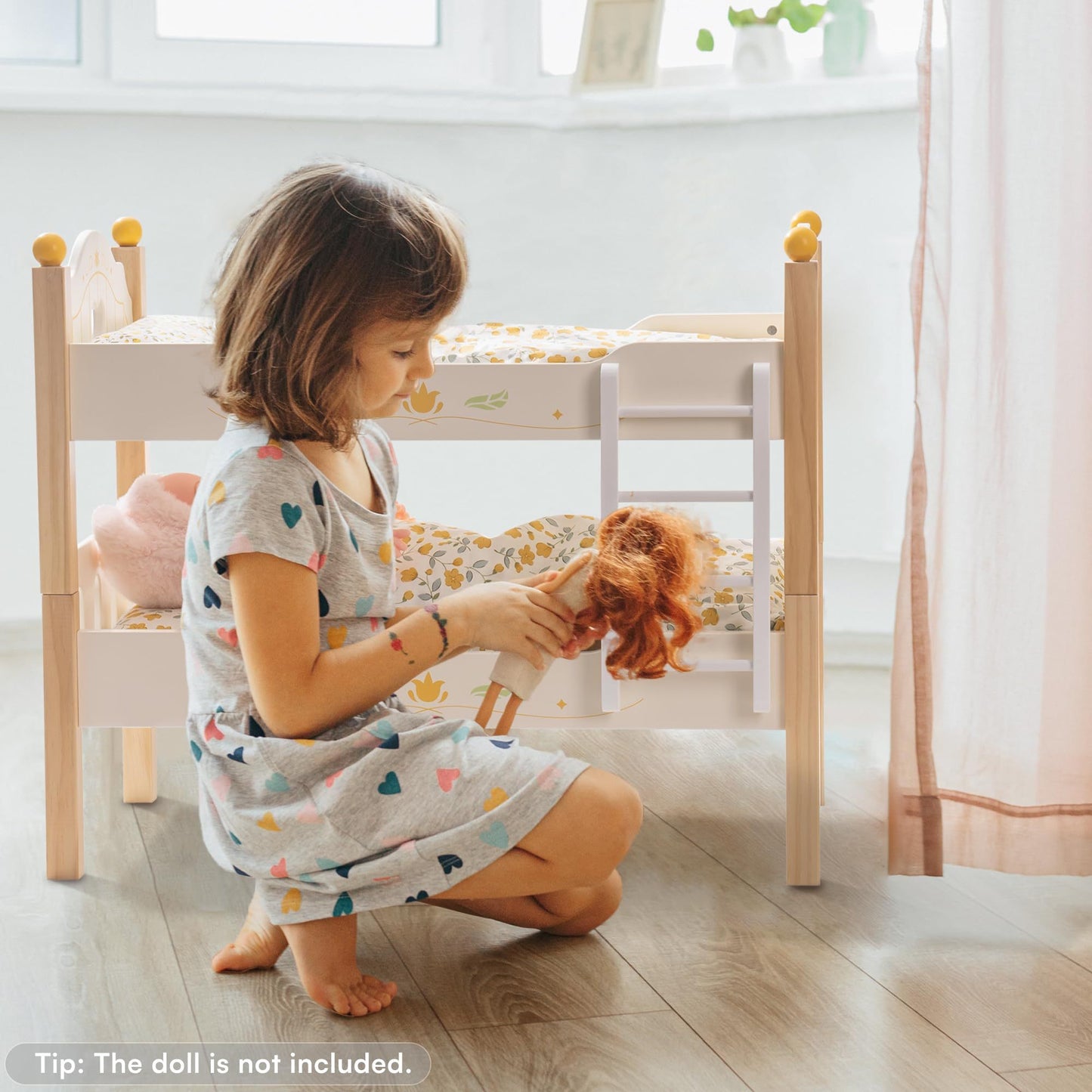 ROBOTIME Baby Doll Bunk Beds – Wooden Stackable Doll Furniture